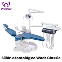 Sillon dental modelo Wodo Classic, reflector Bi Led, amplia platina de 5 terminales, brazo asistente, 2 suctores metalicos, feringa auxiliar y control auxiliar (Woson)