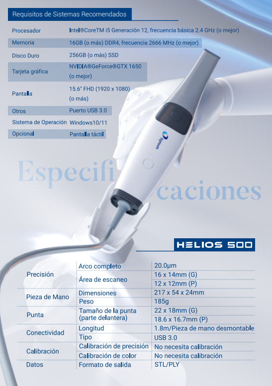 Escaner Intraoral Helios 500 - (Report IA -Soft FREE Actualización - Simulador de Ortodoncia- Modelado Impresión - Mouse Aereo) -Eighteeth 