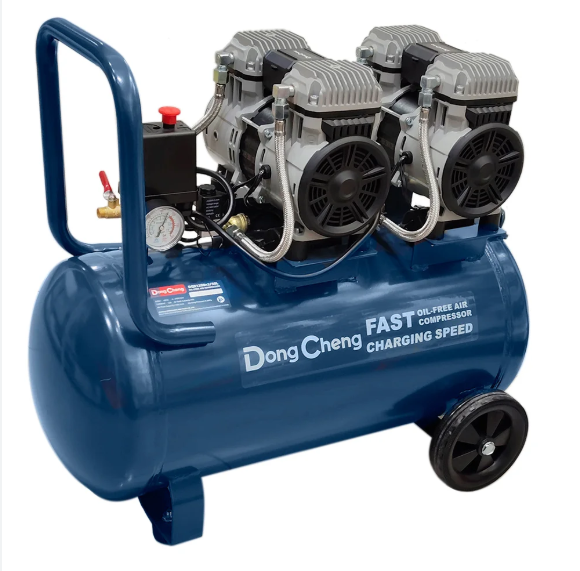 Motocompresor de 50 litros - Doble motor de inducción - de 3 Hp total - Sin aceite - Dongcheng