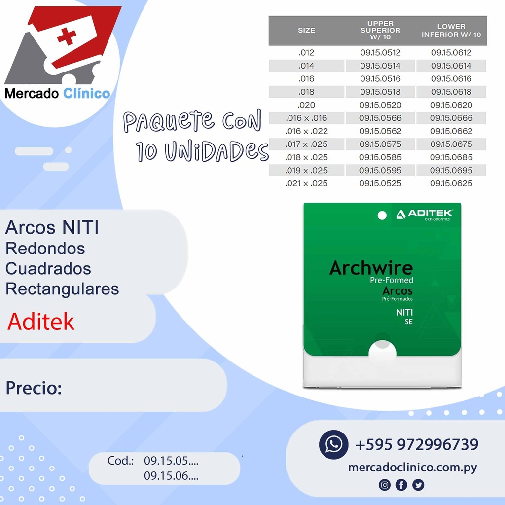 Arcos rectangulares - Niti - ADITEK