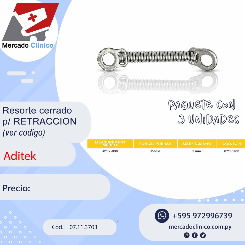 Resorte Cerrado p/ retracción Niti - Aditek
