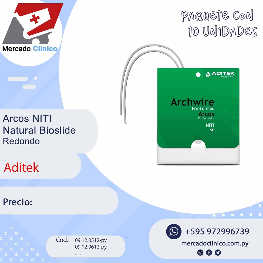 Arcos redondos Natural Bioslide - Niti - ADITEK