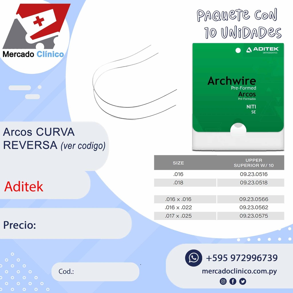 Arcos Curva Reversa Superior - Niti - ADITEK