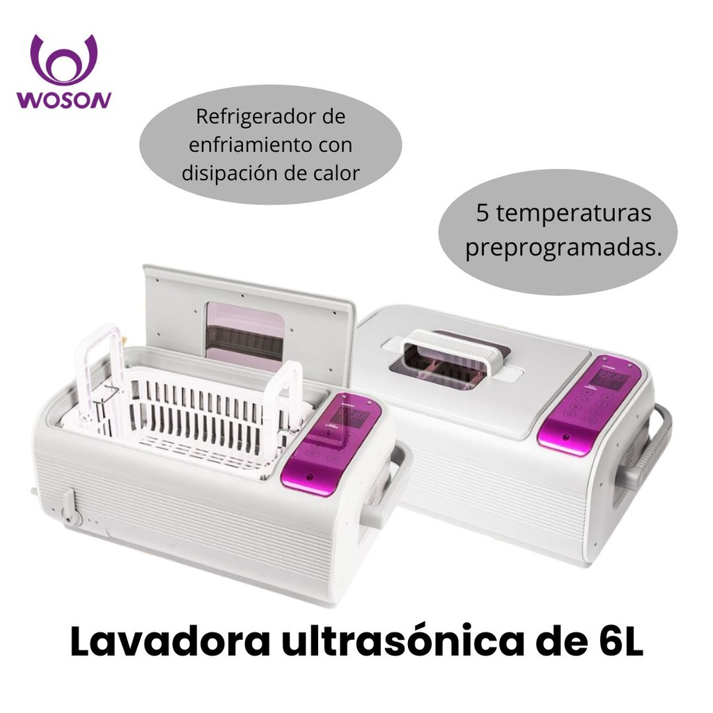 Lavadora ultrasonica de 6L con función de calentamiento de agua y desgasificación- 220V (Woson)