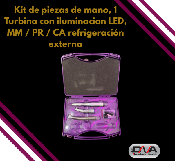 Kit de piezas de mano, 1 Turbina con iluminacion LED, MM / PR / CA refrigeración externa  (Woson-F) 