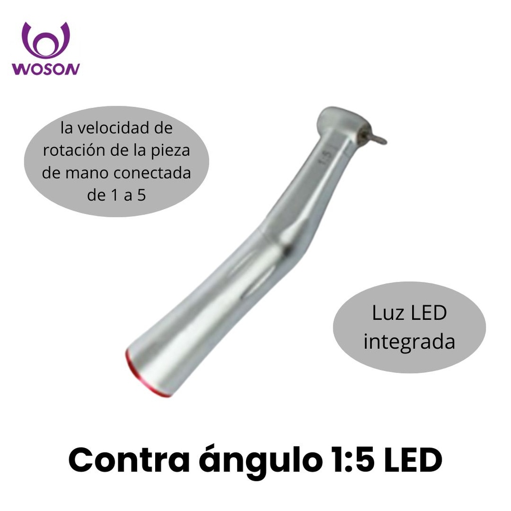 Contra angulo multiplicador 1:5 intra con luz led (Woson-F)