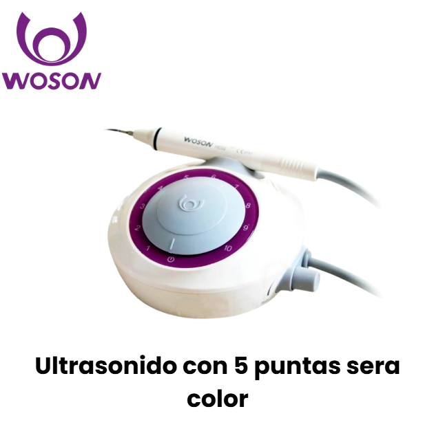 Ultrasonido con 5 puntas sera color, piezo eléctrico con led  (Woson)  