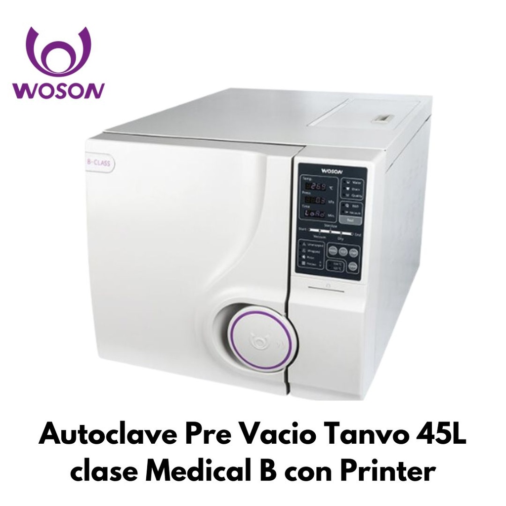Autoclave Pre Vacio Tanvo 45L clase Medical B con Printer (Woson)