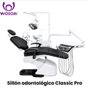 Sillón dental modelo wodo Clasic Pro, reflector faro italiano y tapizado eco cuero, 2 suctores y jeringa auxiliar + control pad auxiliar (Woson)