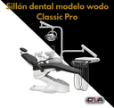 Sillon dental modelo wodo Clasic Pro, reflector faro italiano y tapizado eco cuero, 2 suctores y jeringa auxiliar + control pad auxiliar (Woson)