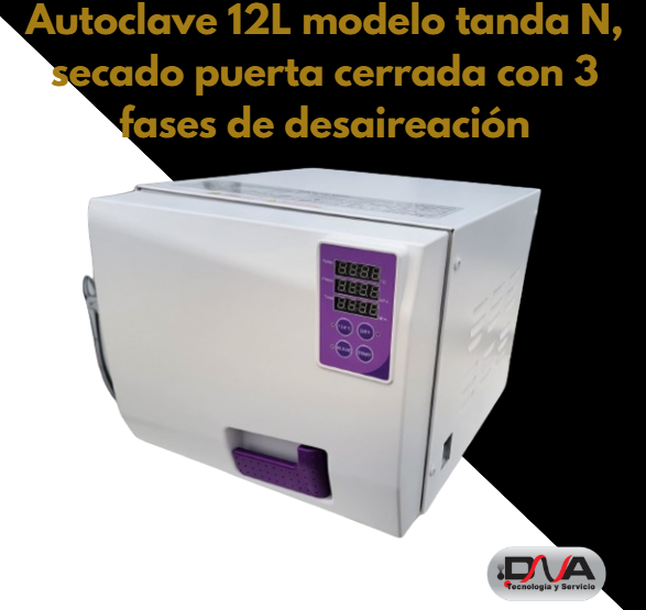 Autoclave 12L modelo tanda N, secado puerta cerrada con 3 fases de desaireación, acero inox  (Woson) 