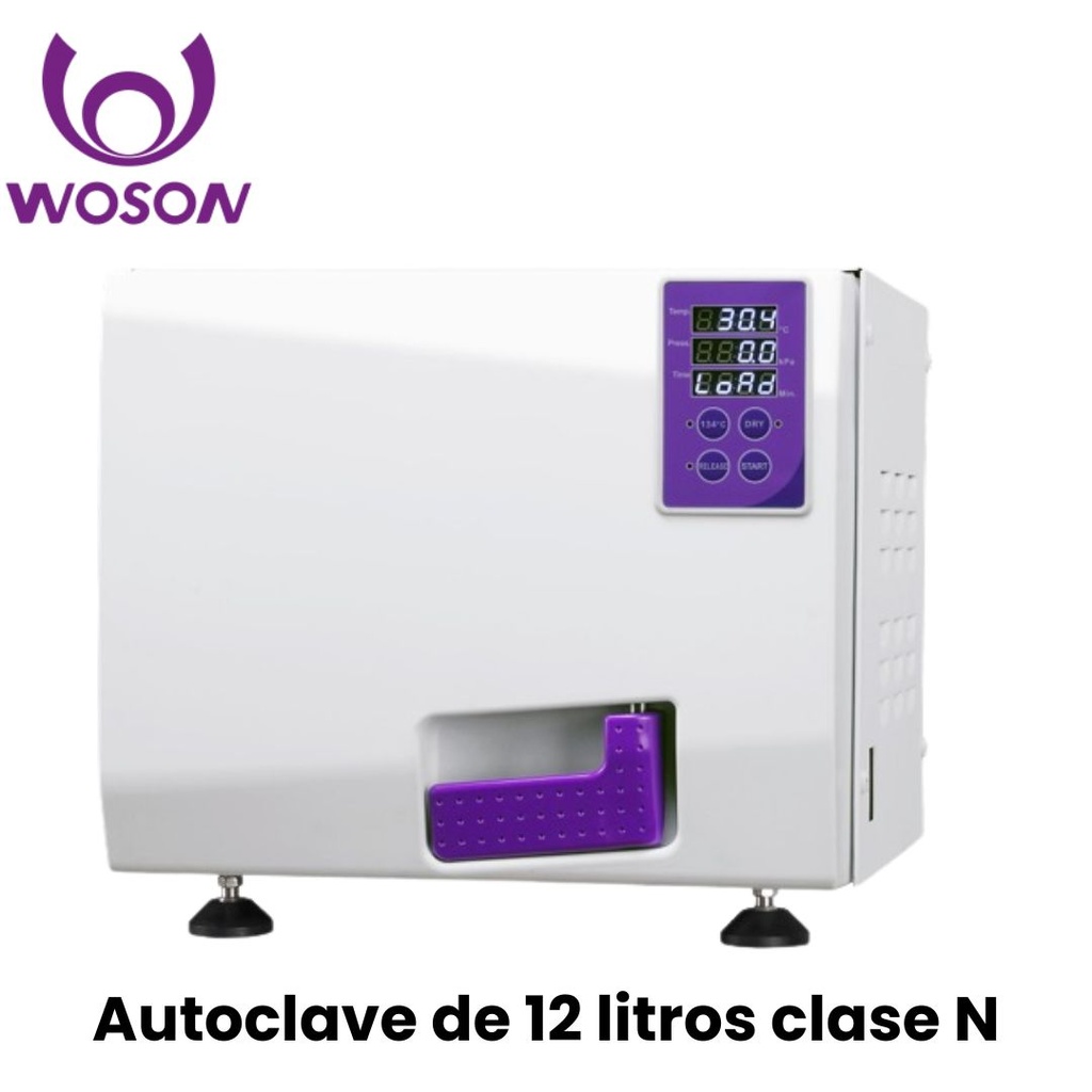 Autoclave Tanda Color N de 12L , secado puerta cerrada con 3 fases de desaireación, acero inox  (Woson) 