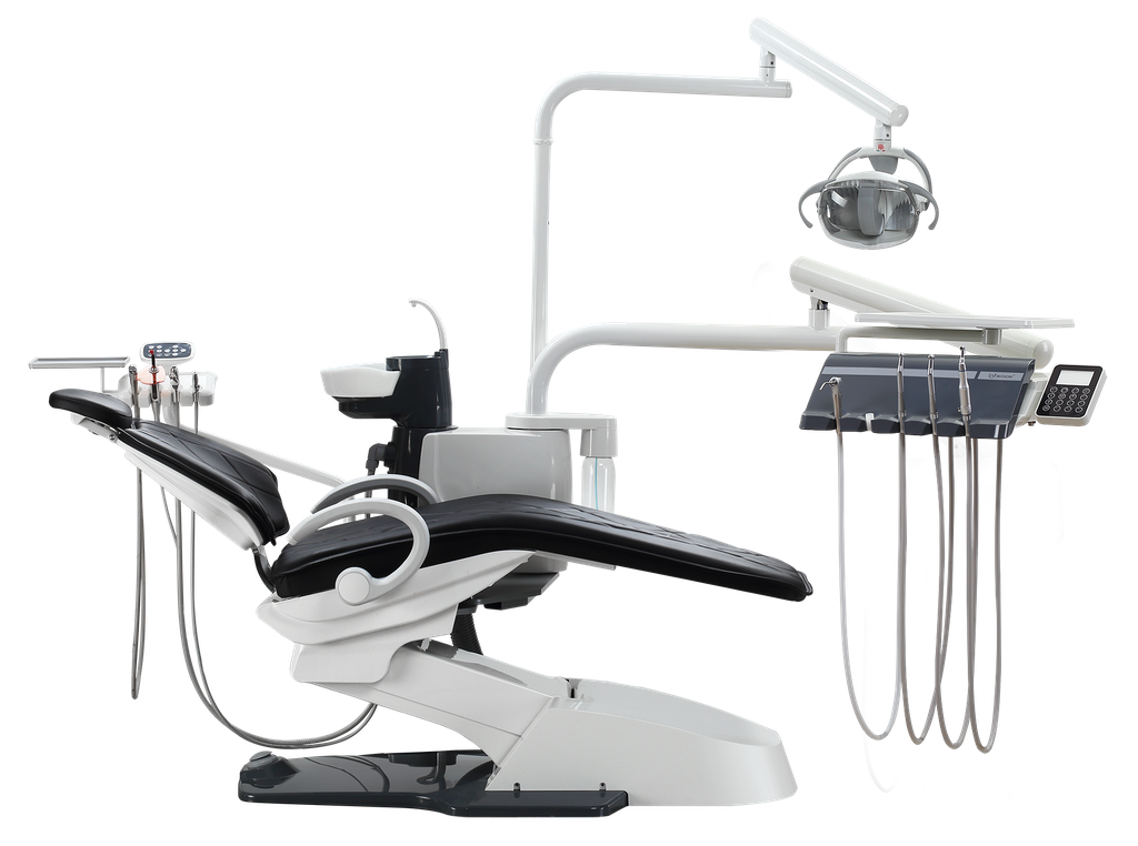 Sillon dental modelo Wozo, movimiento sincrónico+  ultrasonido, tapizado cuero eco, reflector Faro italiano. serie premiun (Woson)