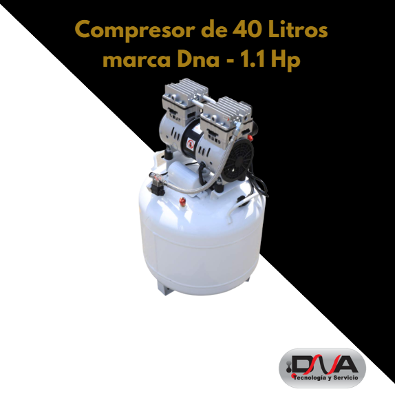 Compresor silencioso 1HP de 40 litros con 2 cargadores (DNA)