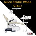 Sillon dental modelo Wodo Classic, reflector Bi Led, amplia platina de 5 terminales, brazo asistente, 2 suctores metalicos, feringa auxiliar y control auxiliar (Woson)