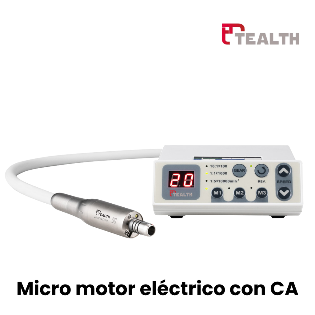 Micromotor eléctrico intra con LED - 40.000 RPM - contra angulo LED push botton- 220v - (Tealth) 