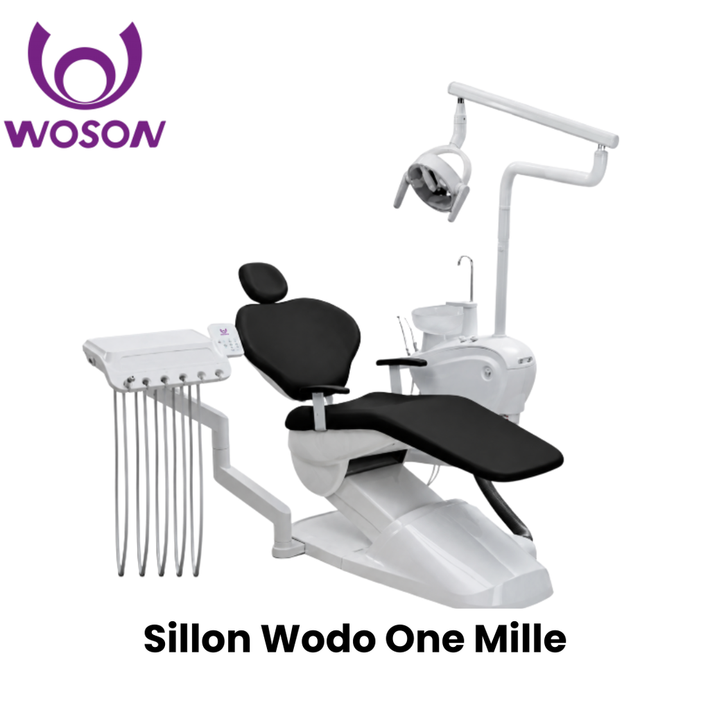 Sillon Dental Wodo One Mille (WOSON) 4 puntas + suctores y jeringa auxiliar + Reflector BI-LED + Escupiera de vidrio  
