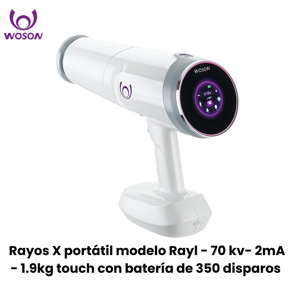 Rayos X portátil modelo Rayl - 70 kv- 2mA - 1.9kg touch con batería de 350 disparos- diseño ergonómico - marca Woson 