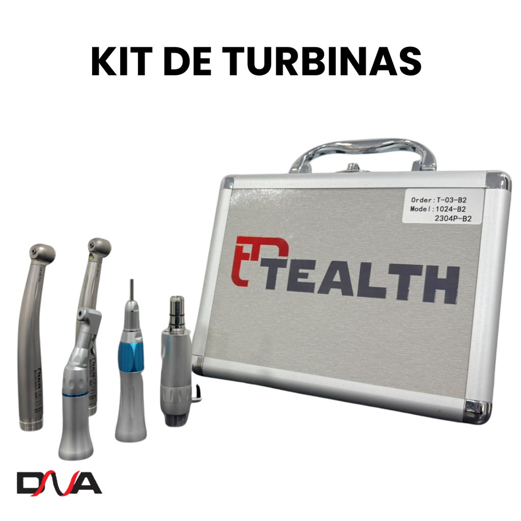  Kit de Turbina Led + Turbina 3 Spray sin led con Micromotor - Contraangulo y Pieza recta - Tealth