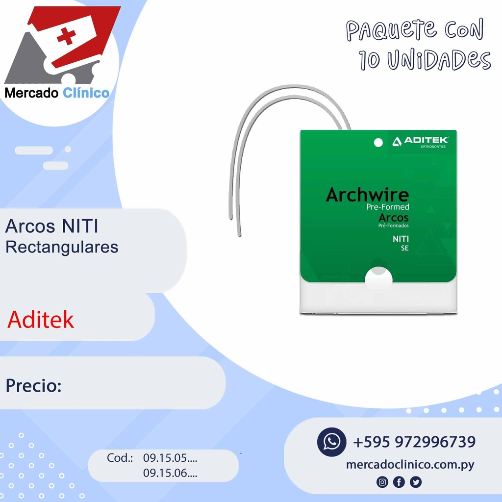 Arcos rectangulares - Niti - ADITEK